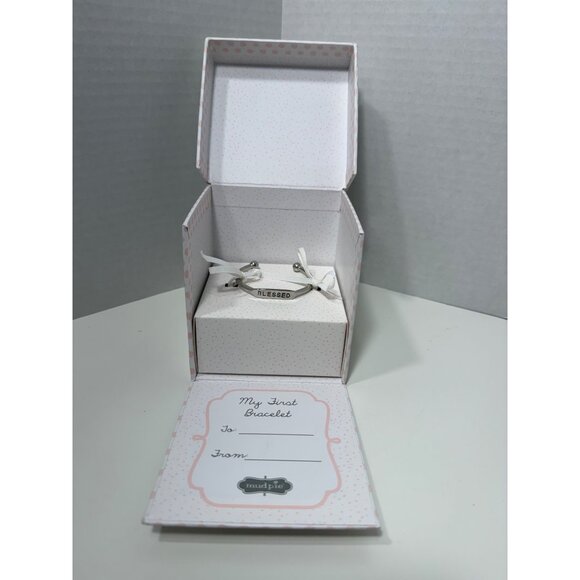 Mud Pie baby gift My First Bracelet silver BLESSED baptism christening birthday - Picture 1 of 4